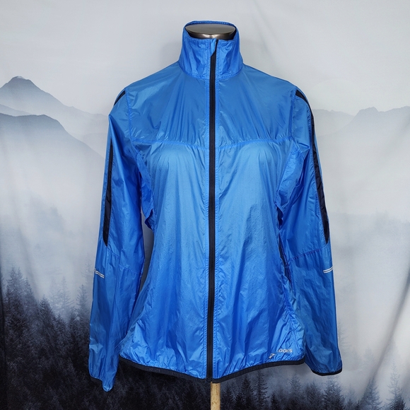 Brooks Lightweight Shelter Technology Blue Full Zip Jacket Women's Medium - Picture 1 of 16